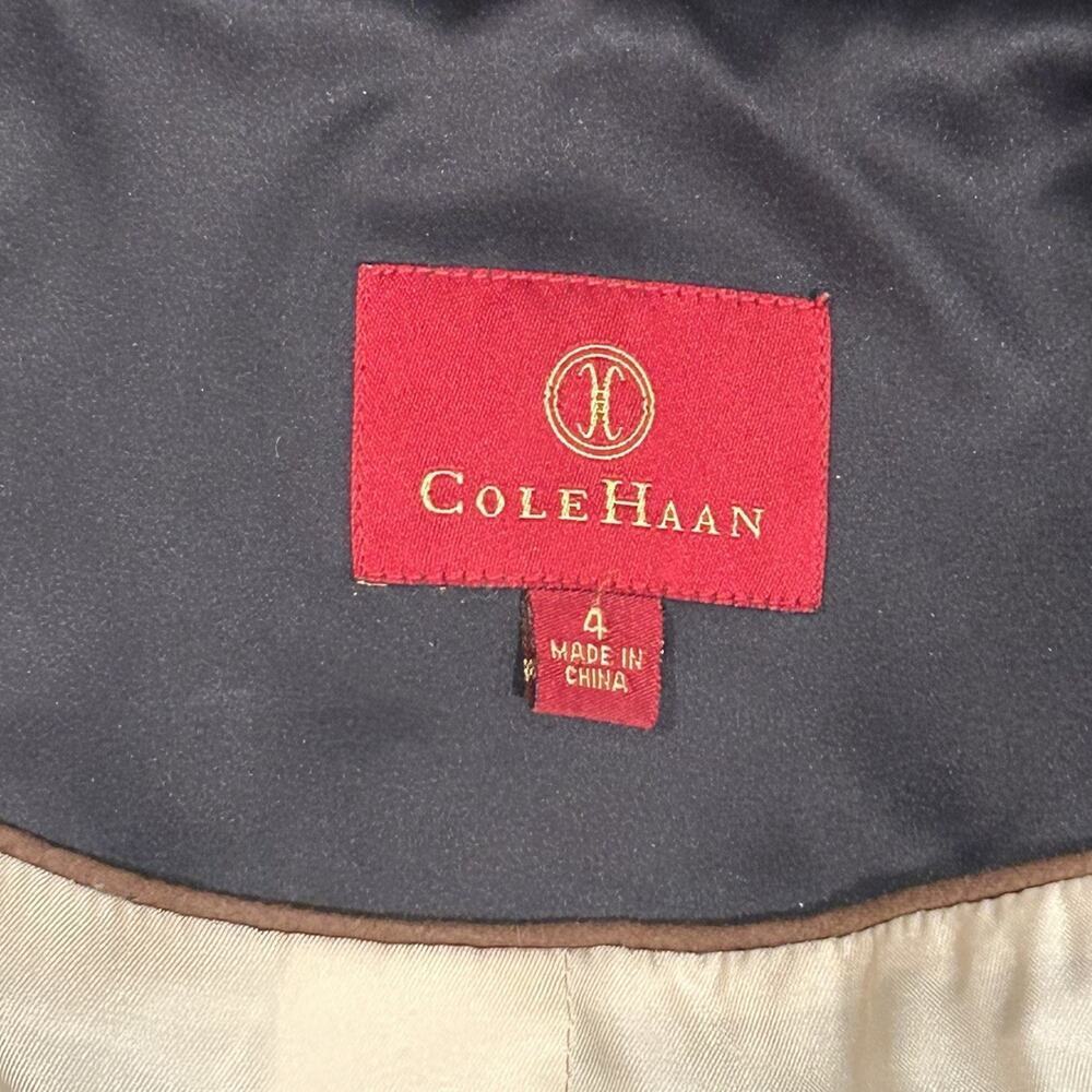Cole Haan Double Breasted Trench Coat Women's Size 4 Black Satin Lined Classic - Picture 15 of 16